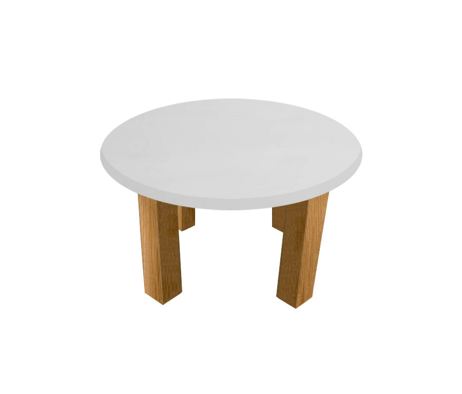 Thassos Marble Round Coffee Table with Square Oak Legs