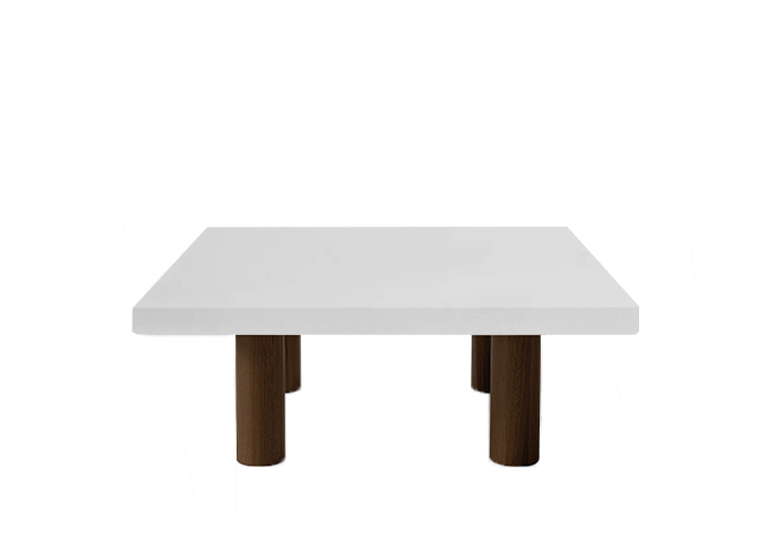 Thassos Marble Square Coffee Table with Circular Walnut Legs