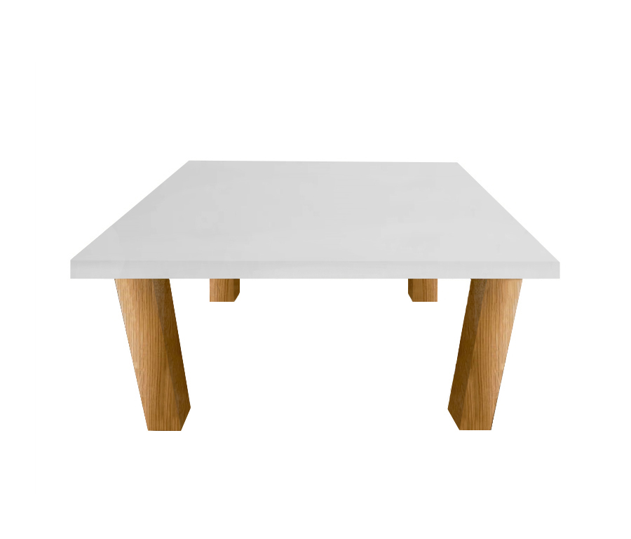 Thassos Marble Square Coffee Table with Square Oak Legs