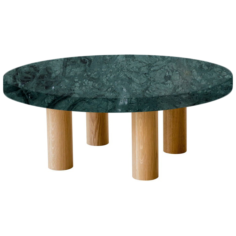 Round Verde Guatemala Coffee Table with Circular Oak Legs
