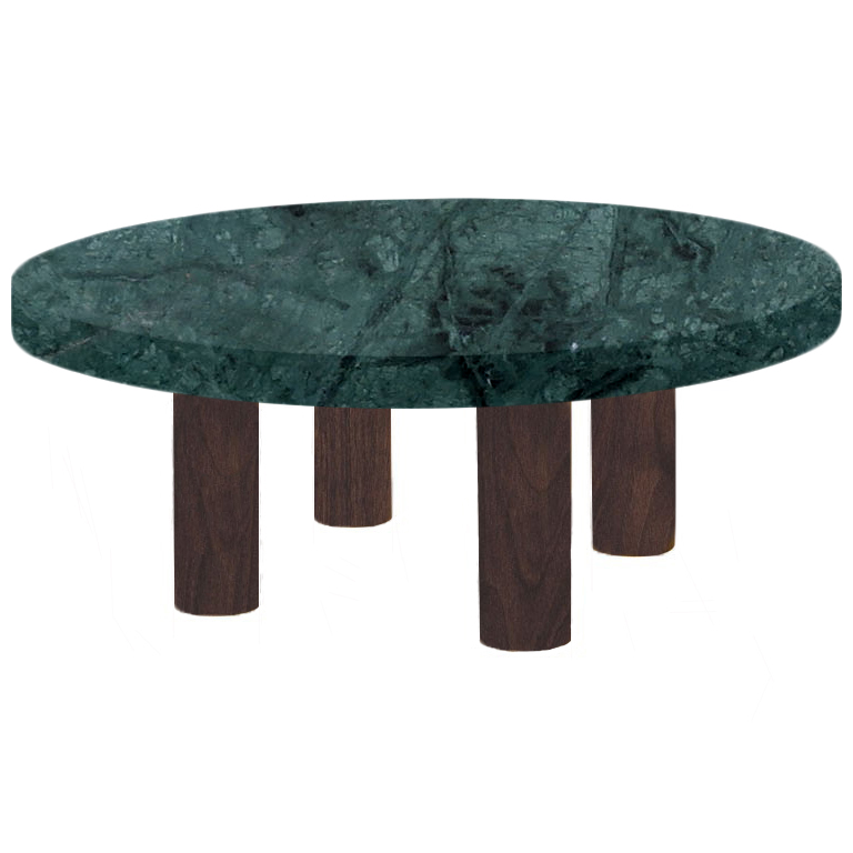 Round Verde Guatemala Coffee Table with Circular Walnut Legs