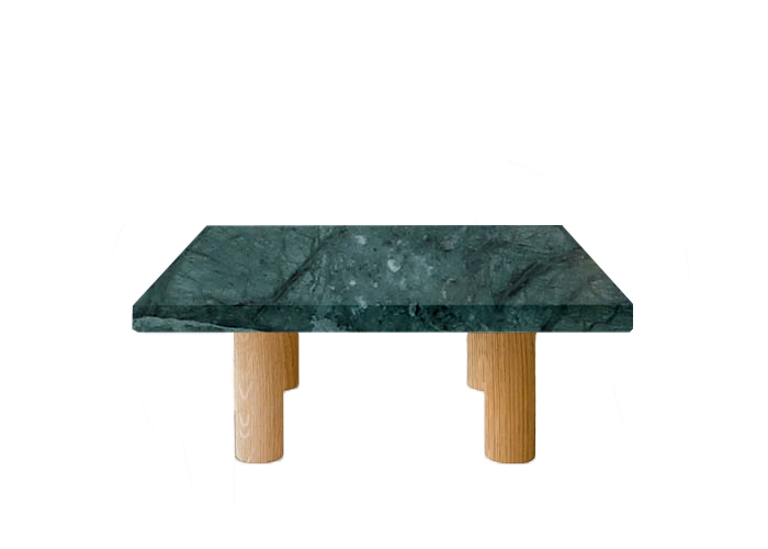 Small Square Verde Guatemala Coffee Table with Circular Oak Legs