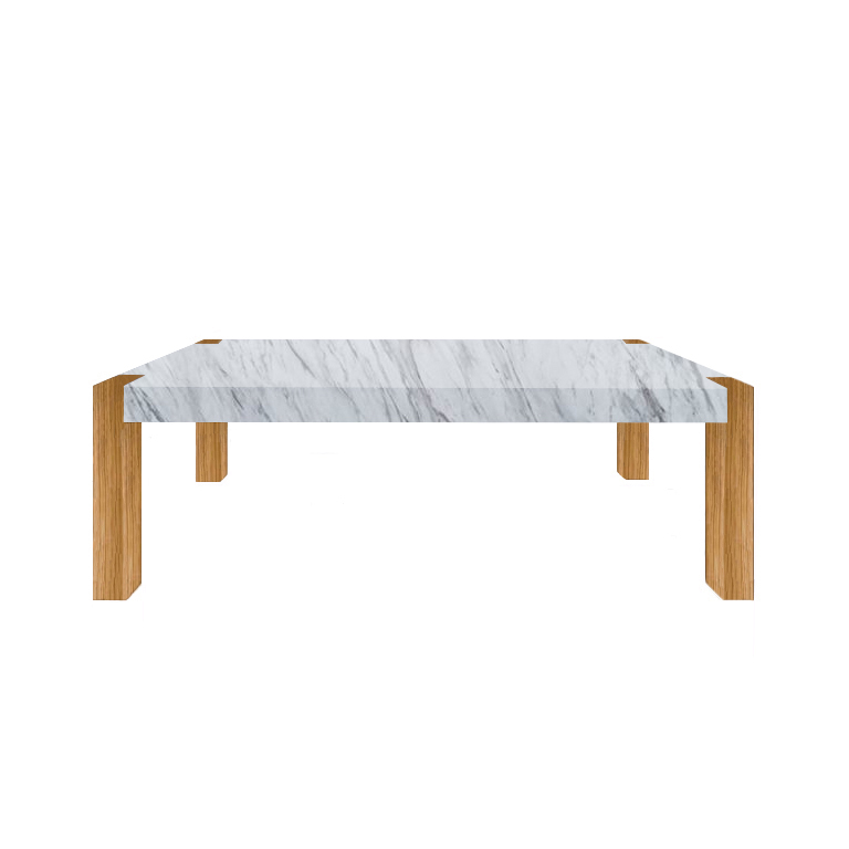 Volakas Percopo Solid Marble Dining Table with Oak Legs