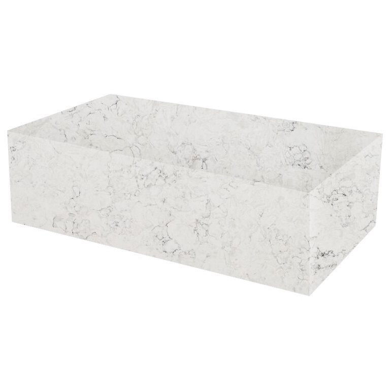 White Glacier Rectangular Solid Quartz Coffee Table