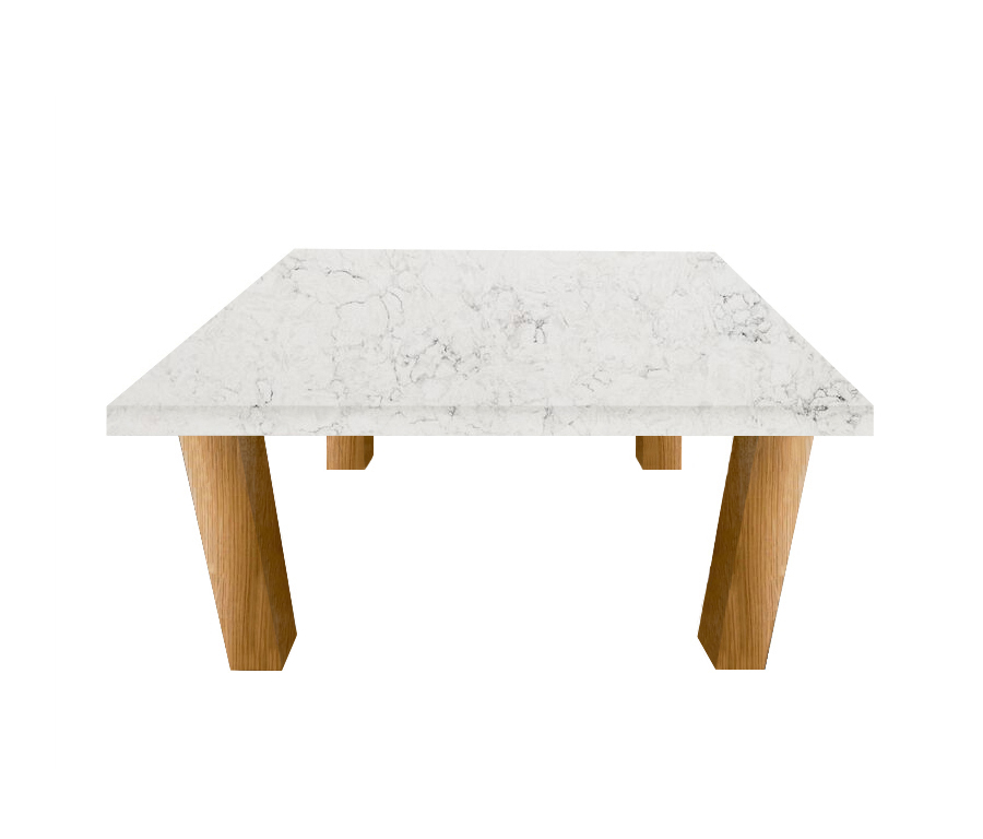 White Glacier Square Coffee Table with Square Oak Legs