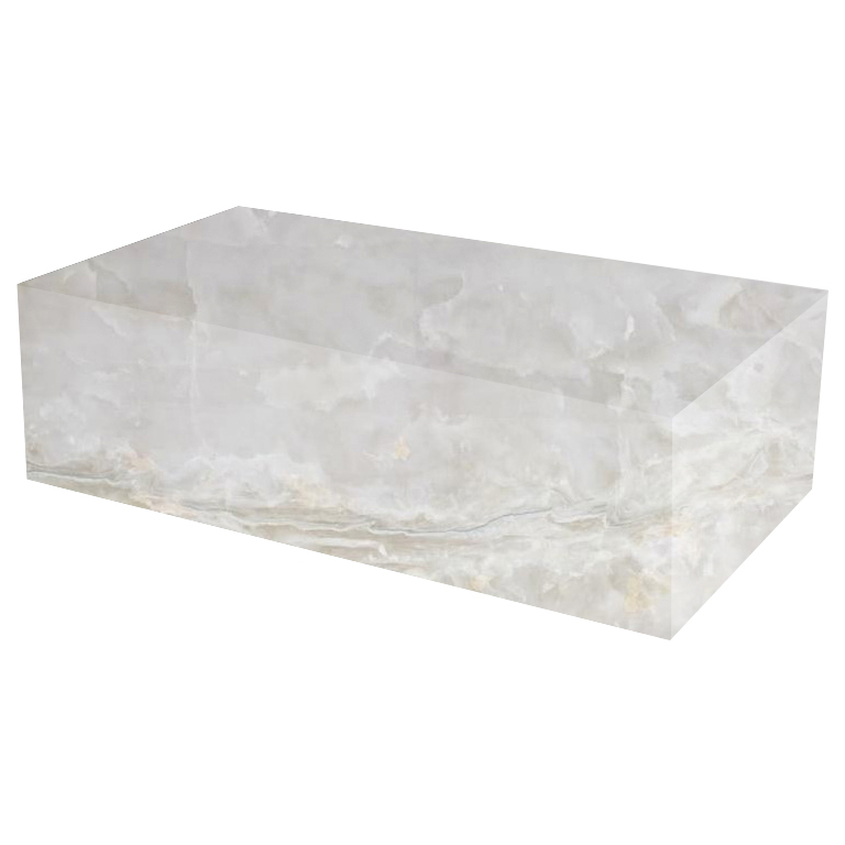 White Rectangular Solid Onyx Coffee Table
