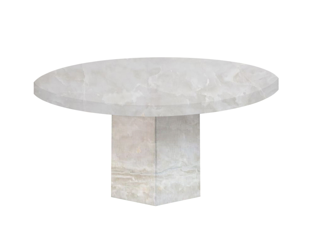White Santa Catalina Round Onyx Dining Table