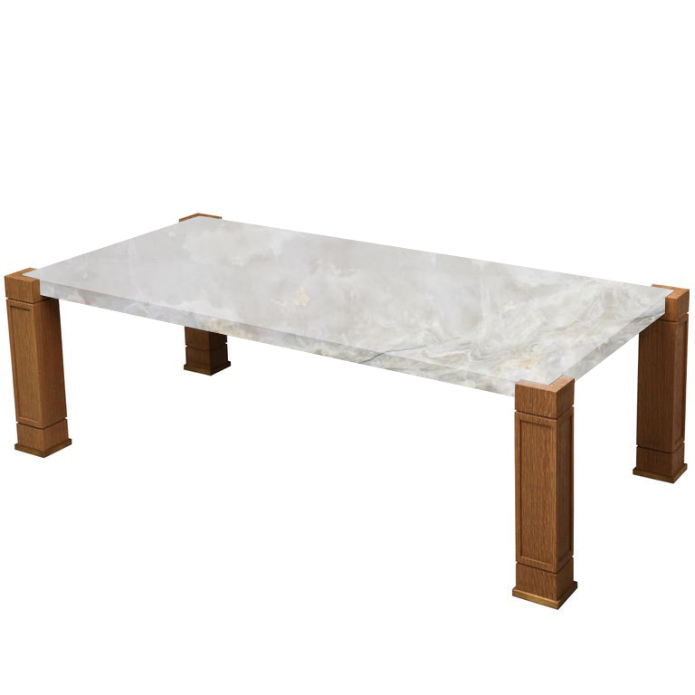 Faubourg White Onyx Inlay Coffee Table with Oak Legs