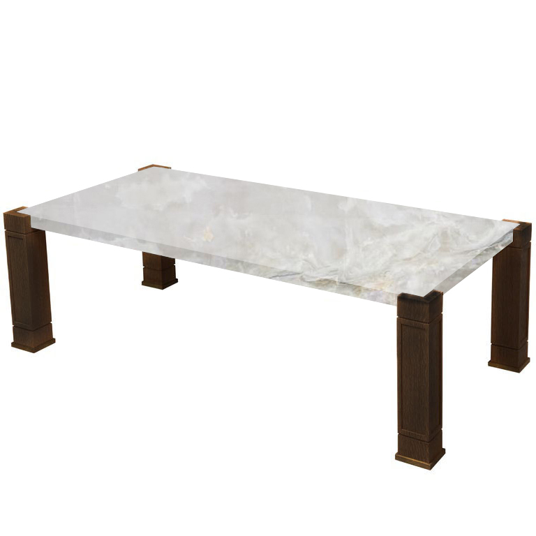 Faubourg White Onyx Inlay Coffee Table with Walnut Legs