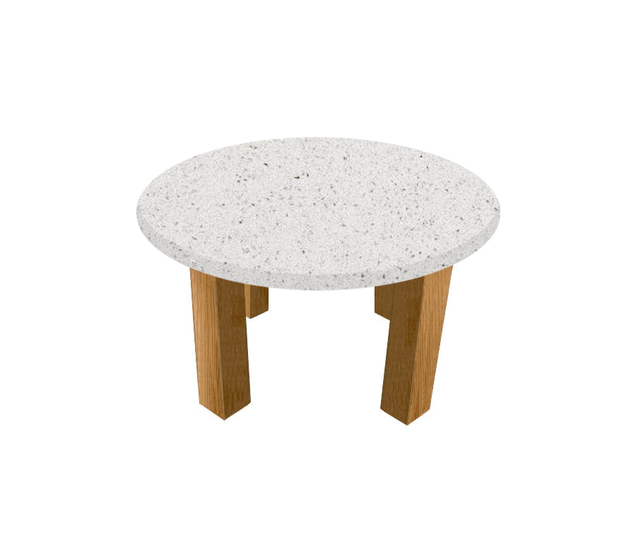 White Starlight Round Coffee Table with Square Oak Legs
