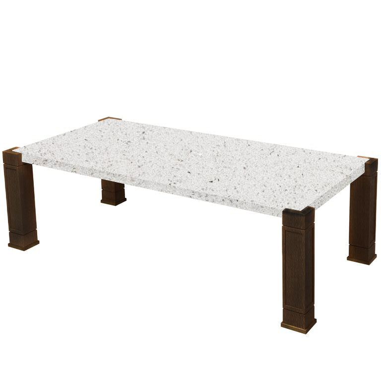 Faubourg White Starlight Inlay Coffee Table with Walnut Legs