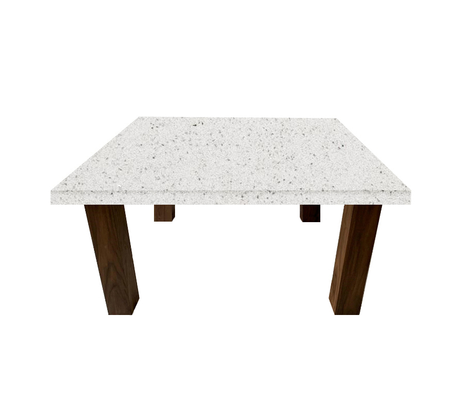 White Starlight Square Coffee Table with Square Walnut Legs