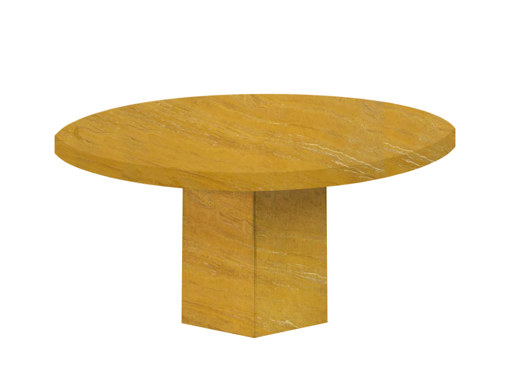 Yellow Santa Catalina Round Travertine Dining Table