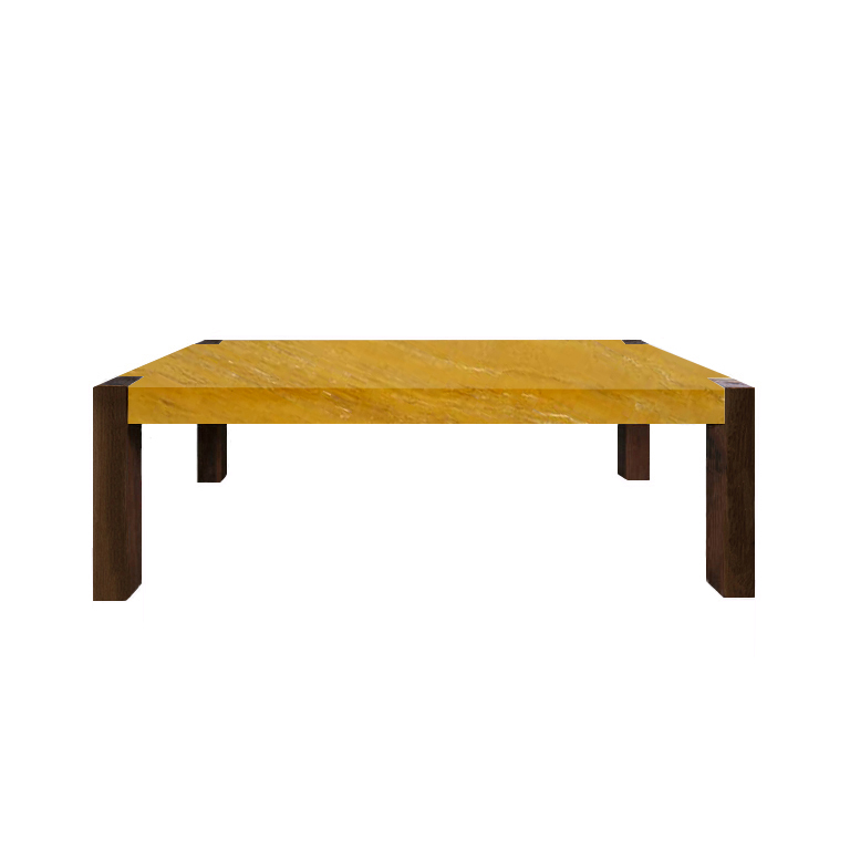 Yellow Percopo Travertine Dining Table with Walnut Legs