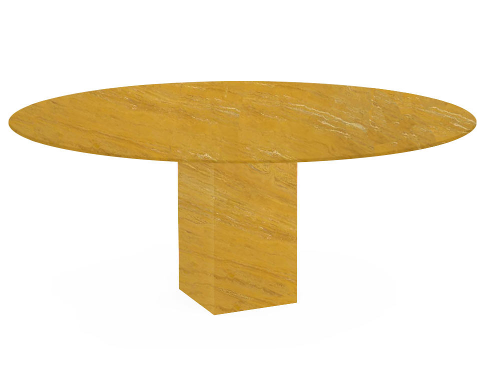Yellow Arena Oval Travertine Dining Table