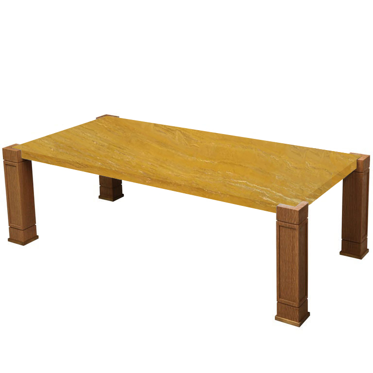 Faubourg Yellow Travertine Inlay Coffee Table with Oak Legs