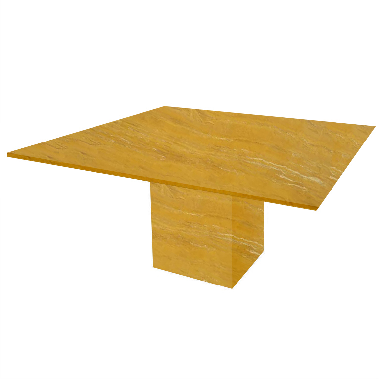 Yellow Bergiola Square Travertine Dining Table